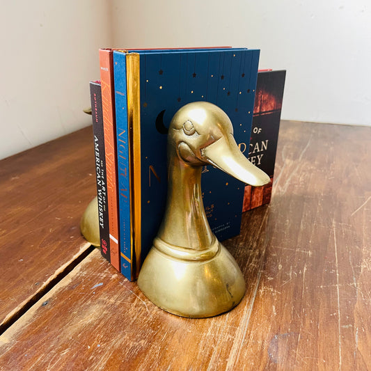 Brass Duck Head Bookends- Vintage