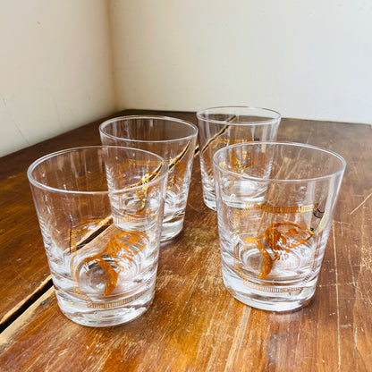 Bird Dog Lowball Glasses- Set of 4- Vintage