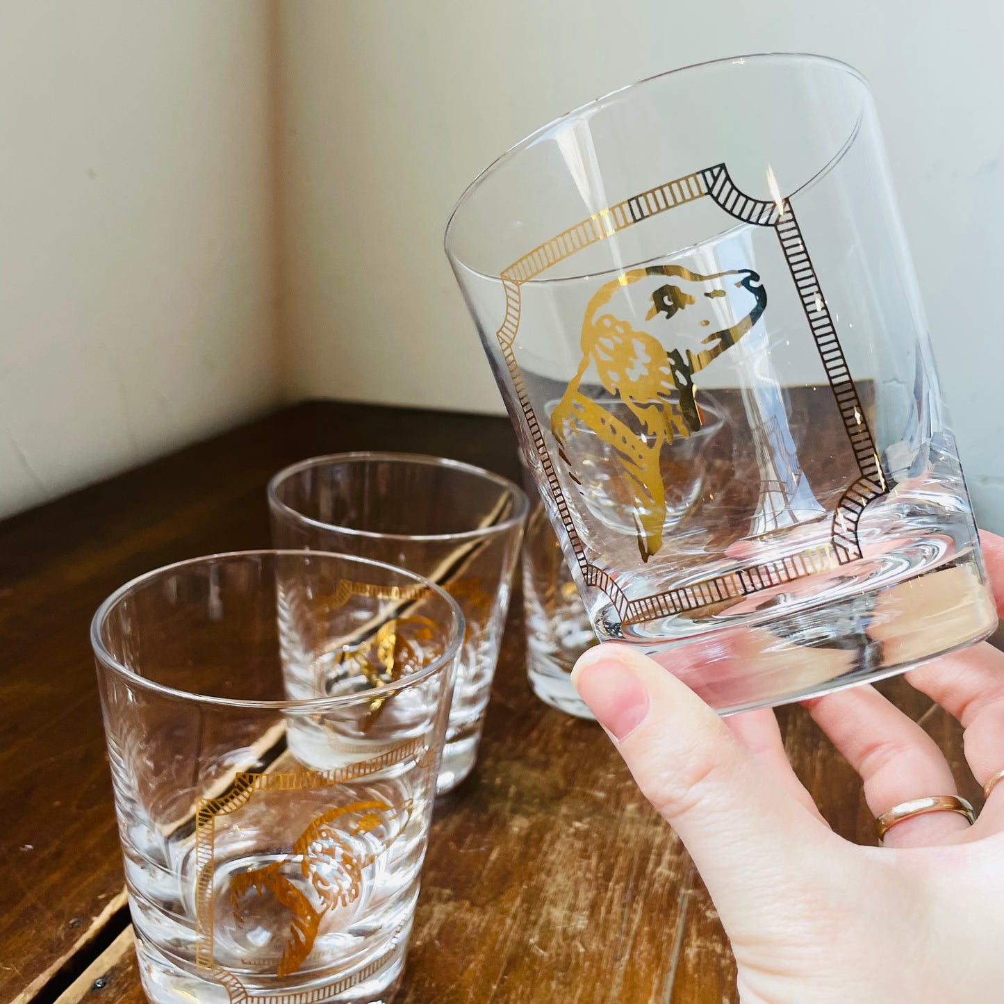 Bird Dog Lowball Glasses- Set of 4- Vintage