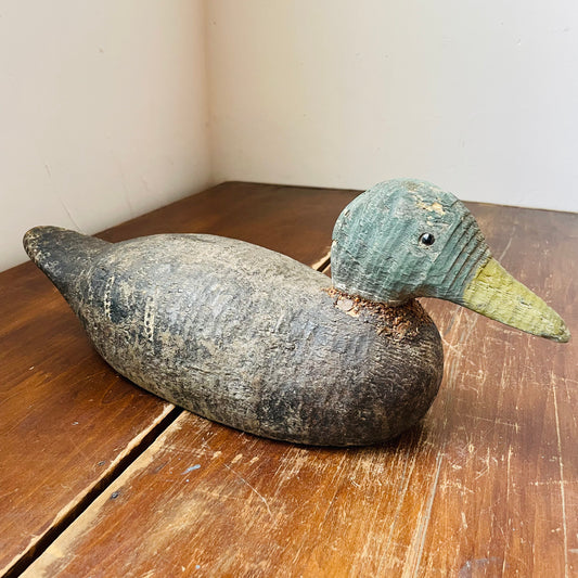 Hand-carved Wooden Mallard Decoy- Vintage