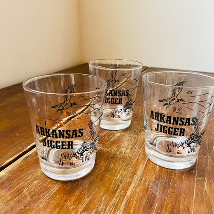 Early Times Arkansas Jigger Glasses- Set of 3- Vintage