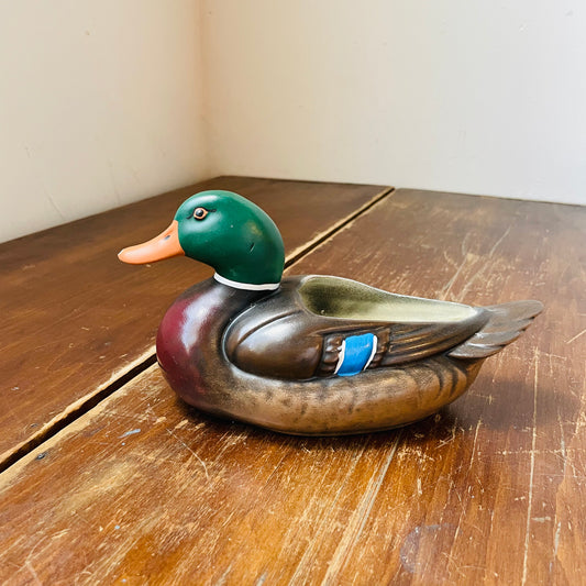 Ceramic Mallard Duck Pot- Vintage