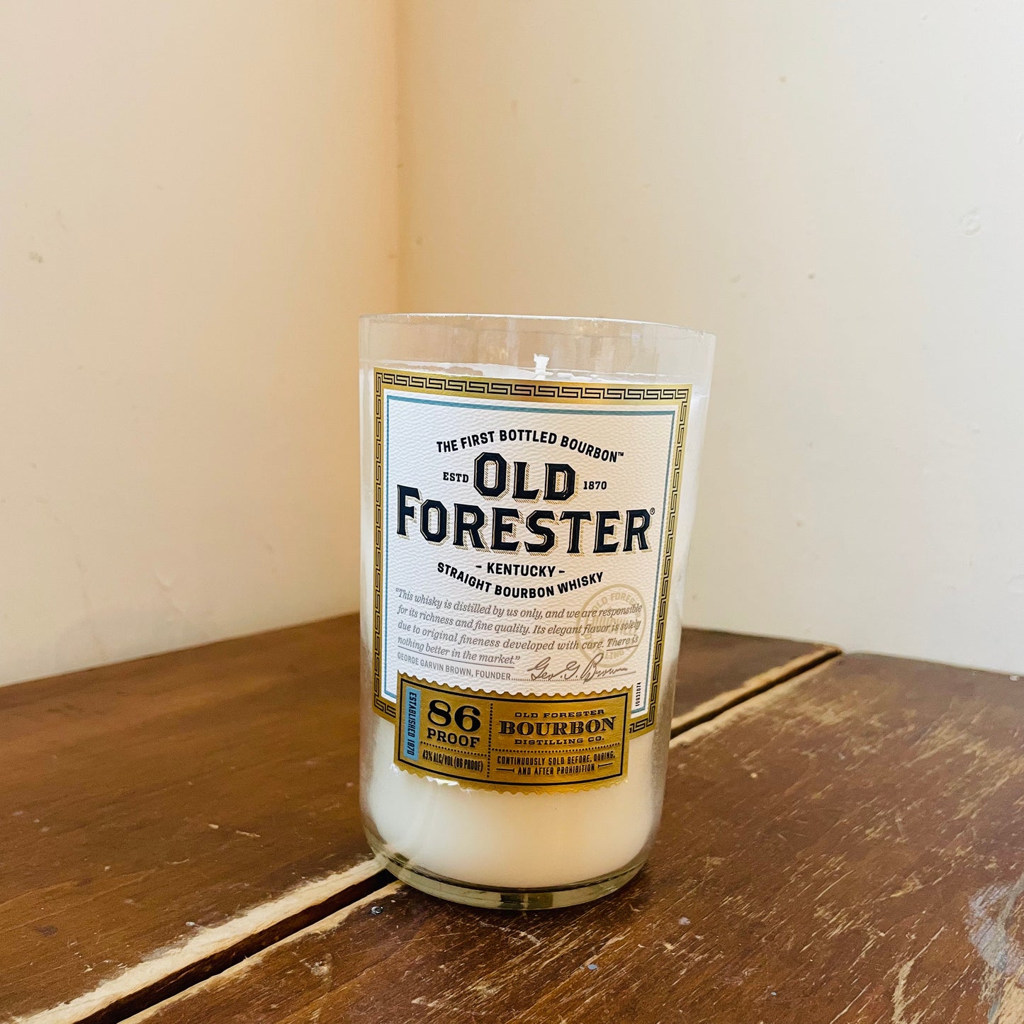 Old Forrester Liquor Bottle Candle