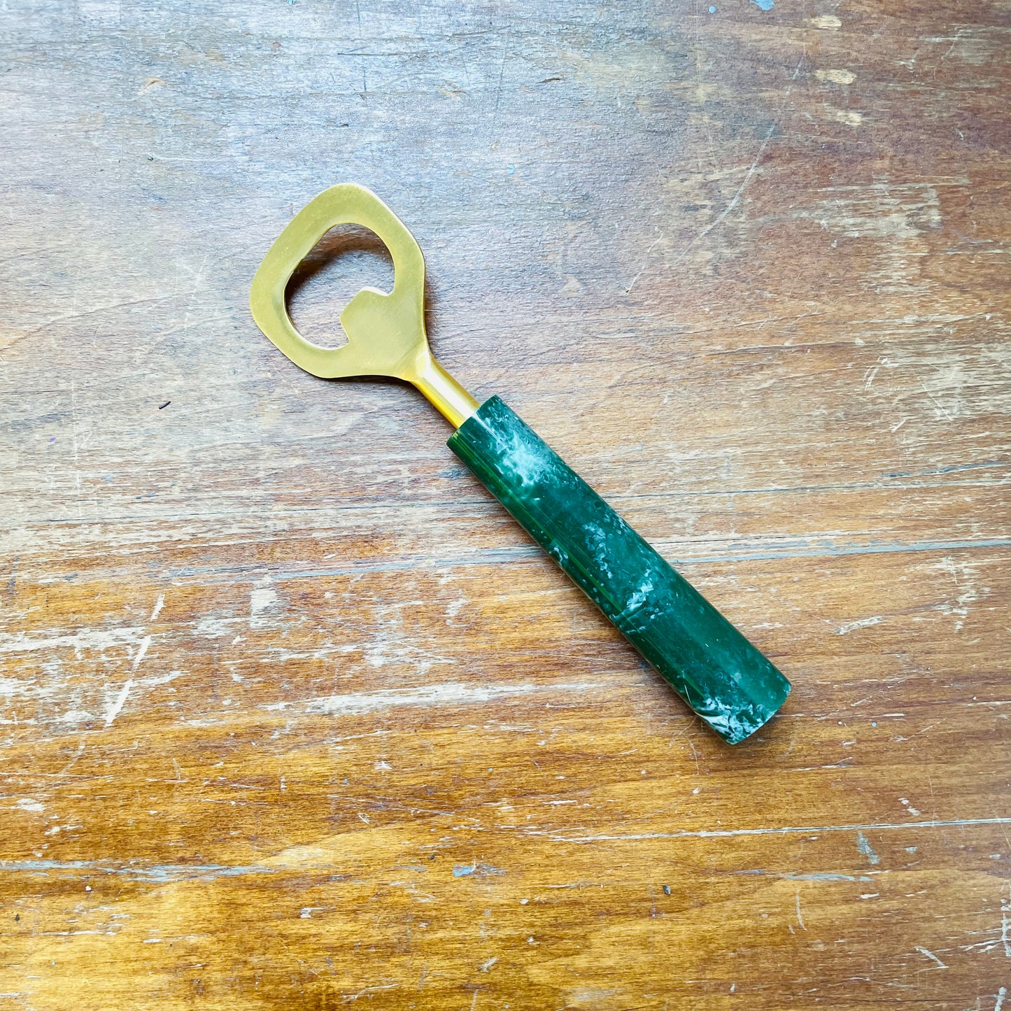 Green Marbled Resin Bottle Opener