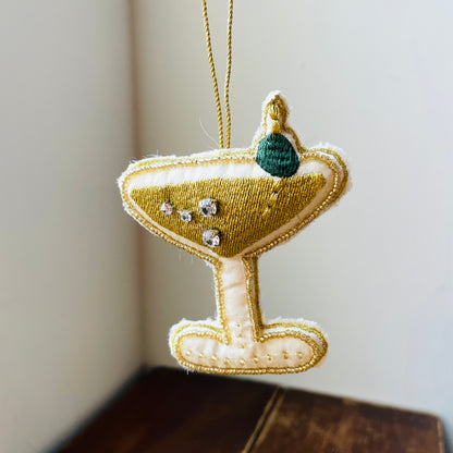 Beaded Coupe Cocktail Ornament