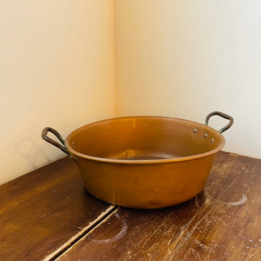 Copper French Jam Bassine with Handles - Antique