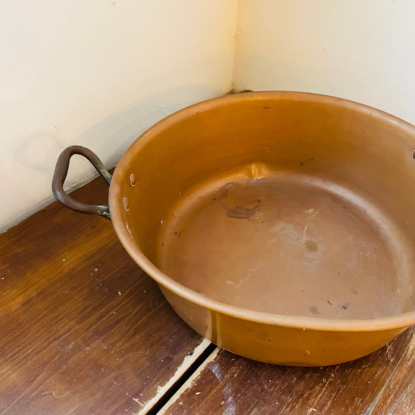 Copper French Jam Bassine with Handles - Antique