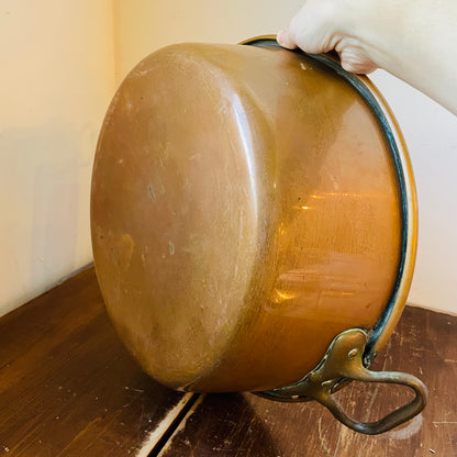 Copper French Jam Bassine with Handles - Antique