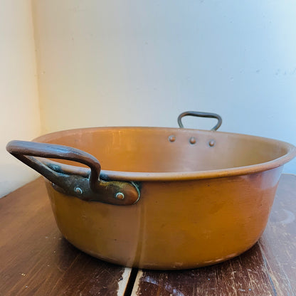 Copper French Jam Bassine with Handles - Antique