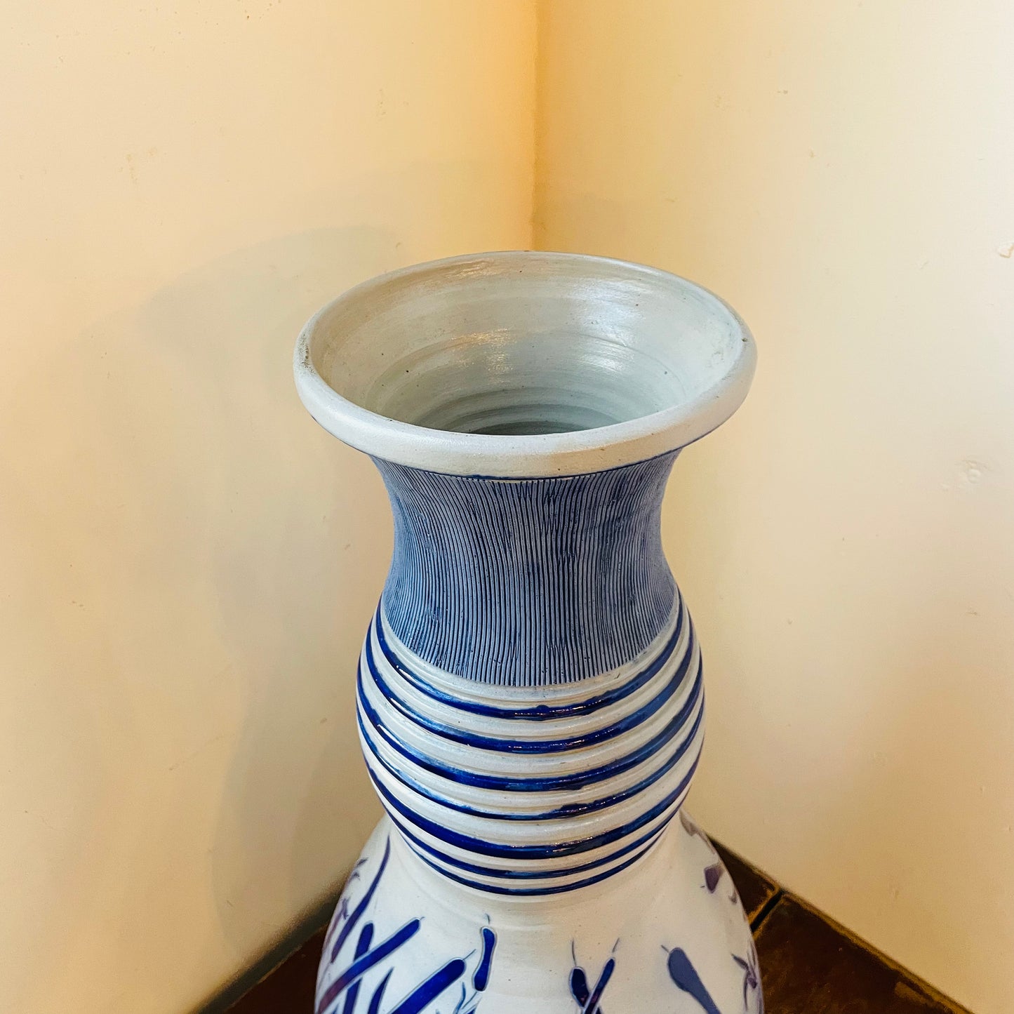 Large Jules Jacquemart Waterfowl Salt Glaze Vase- Antique