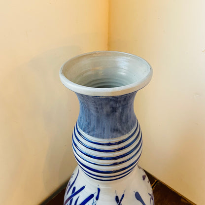 Large Jules Jacquemart Waterfowl Salt Glaze Vase- Antique