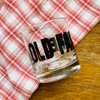 Old Fashioned Typography Rocks Glass