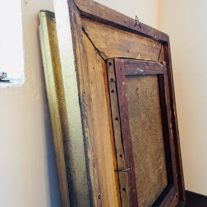 Unsigned Swan Oil Painting in Ornate Heavy Frame- Antique