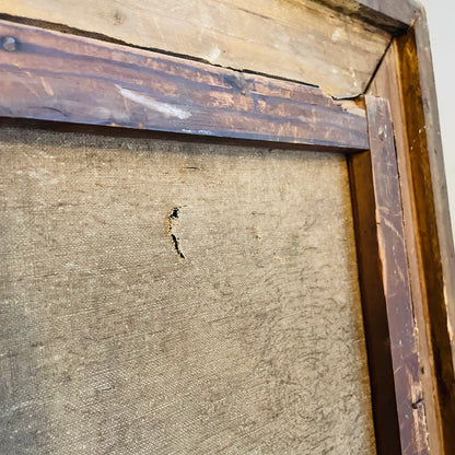 Unsigned Swan Oil Painting in Ornate Heavy Frame- Antique