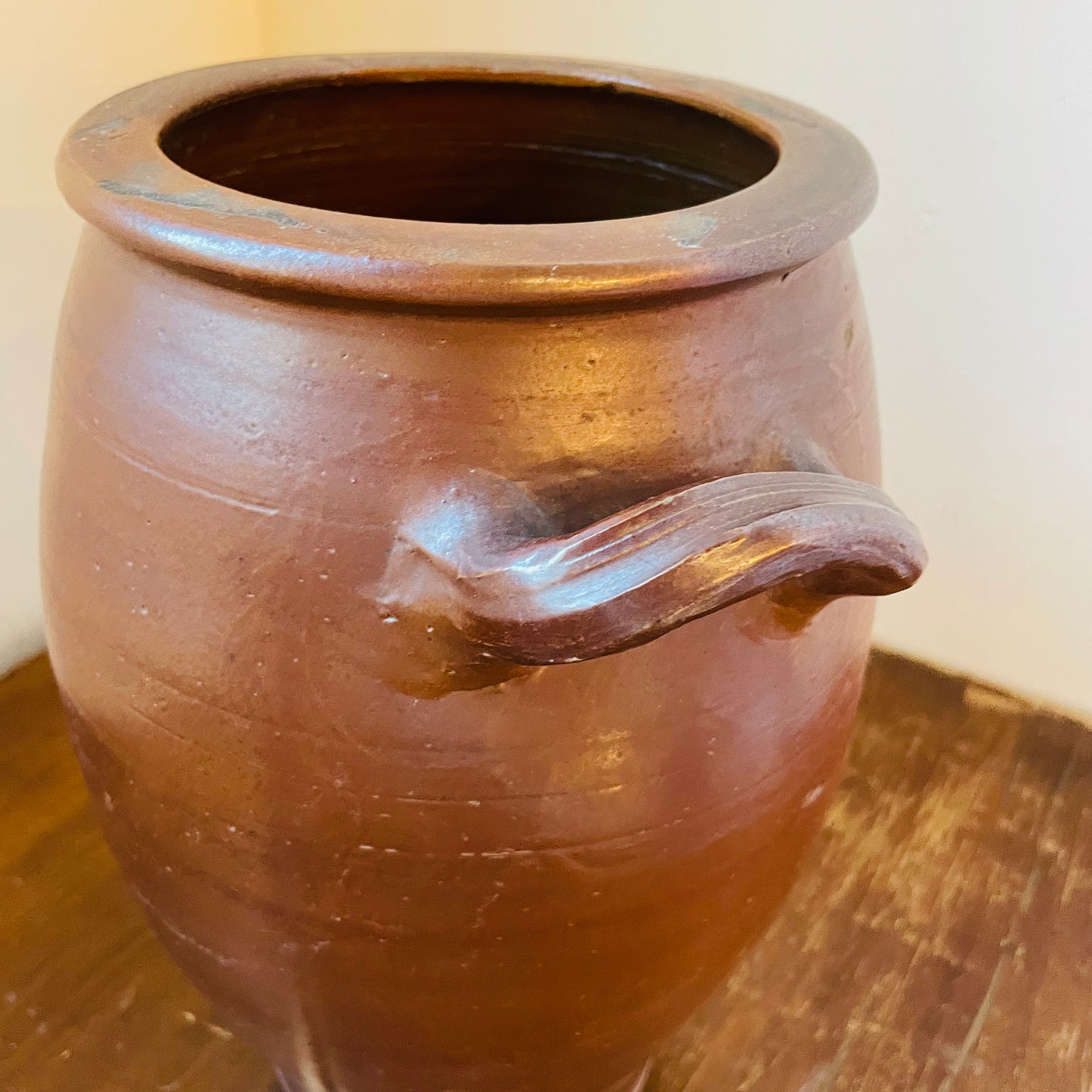 Small Brown Glazed French Confit Pot- Antique