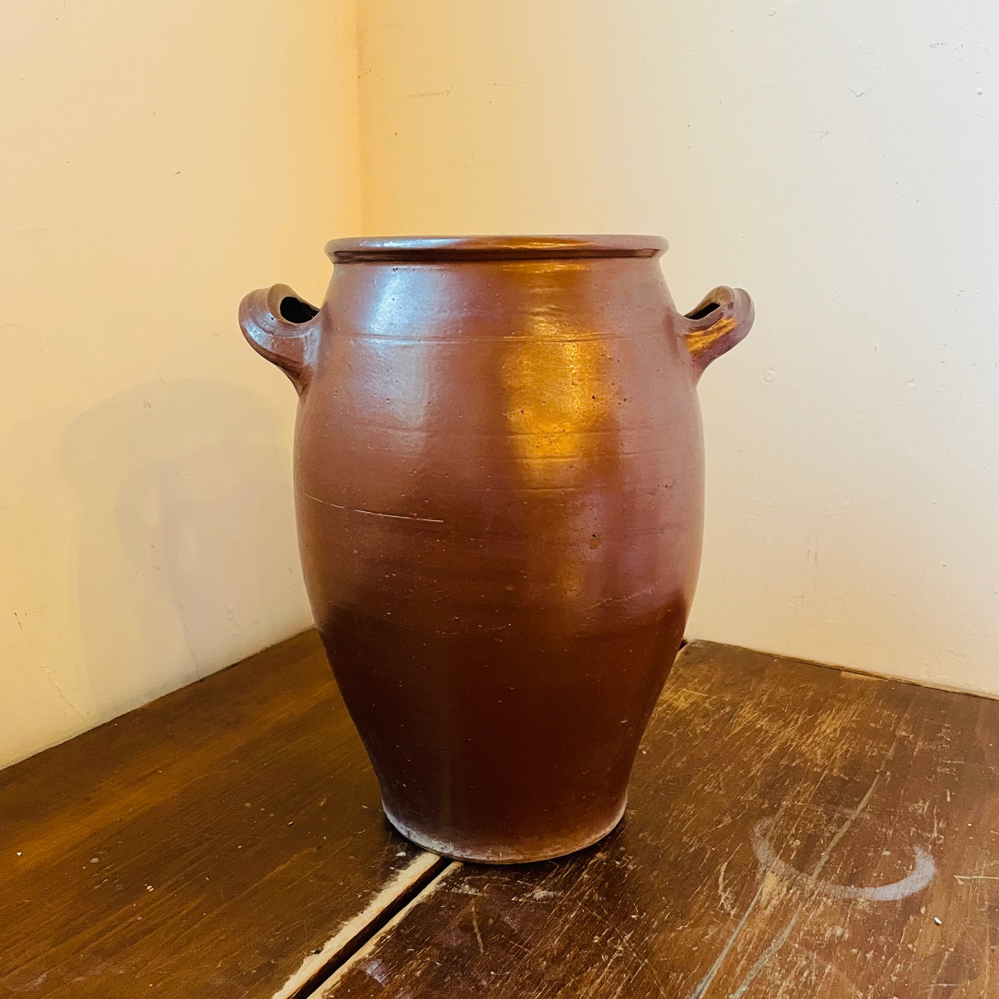 Small Brown Glazed French Confit Pot- Antique