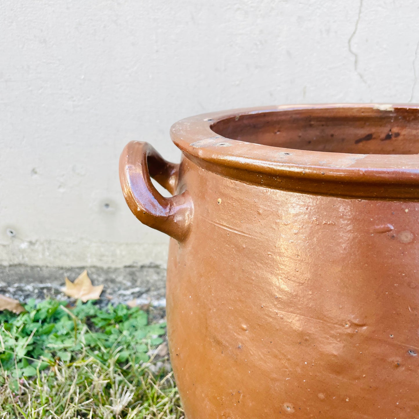 Large Unmarked Brown Glazed French Confit Pot- Antique