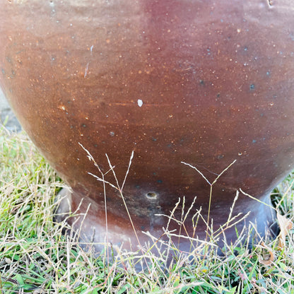 Large Stamped Brown Glazed French Confit Pot- Antique