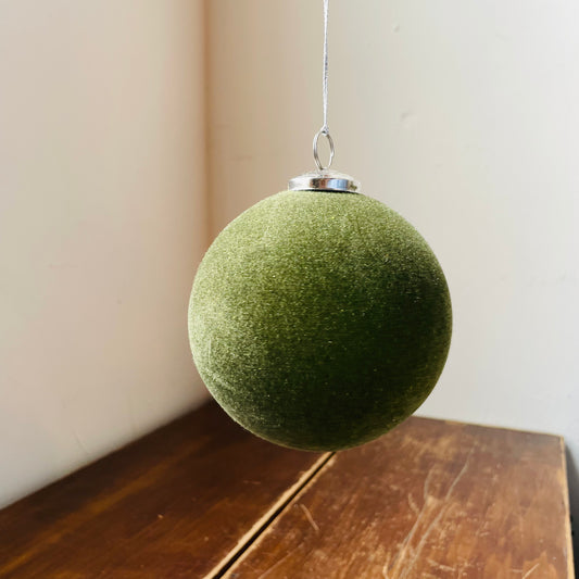 Olive Green Flocked Ornament