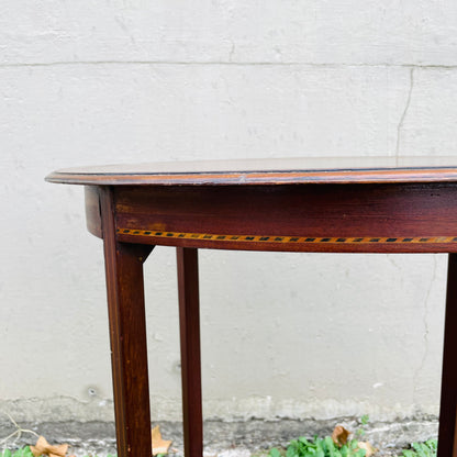 Mahogany String Inlaid Lamp Side Table- Antique
