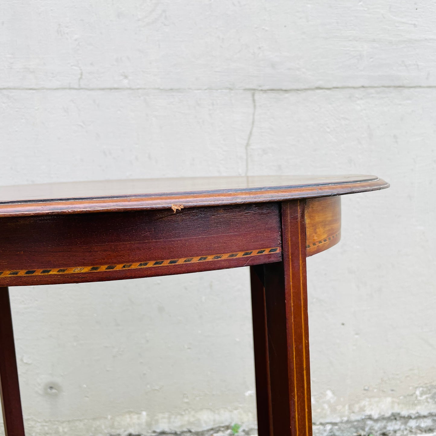 Mahogany String Inlaid Lamp Side Table- Antique