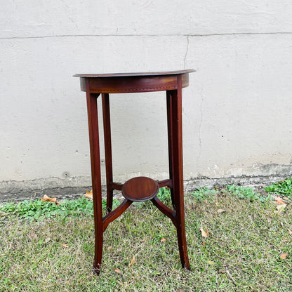 Mahogany String Inlaid Lamp Side Table- Antique