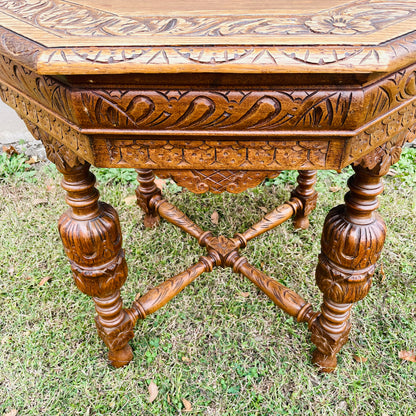 Octagon French Renaissance Revival Table- Antique