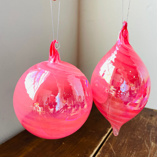 Pink Blown Glass Bauble