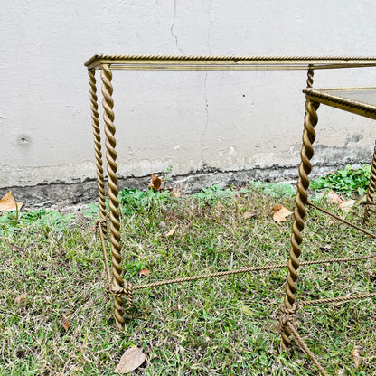 Italian Hollywood Regency Rope Twist Nesting Tables- Vintage