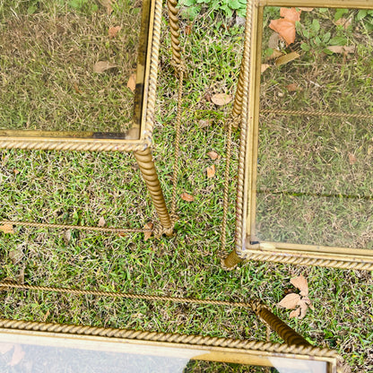 Italian Hollywood Regency Rope Twist Nesting Tables- Vintage