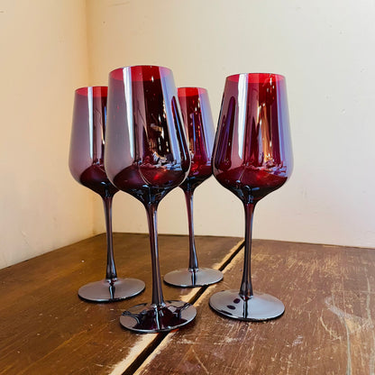 Celebration Red Stemmed Wine Glasses- Set of 4