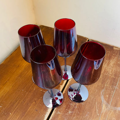 Celebration Red Stemmed Wine Glasses- Set of 4