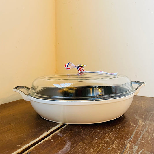 STAUB Cast Iron 3.5-qt Braiser with Glass Lid: White