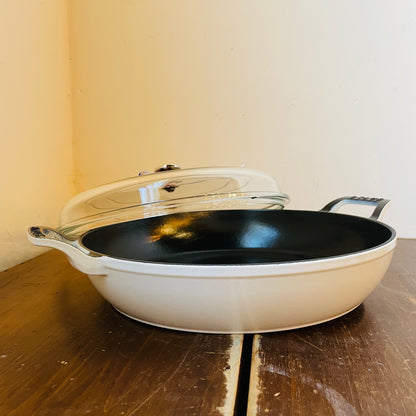 STAUB Cast Iron 3.5-qt Braiser with Glass Lid: White
