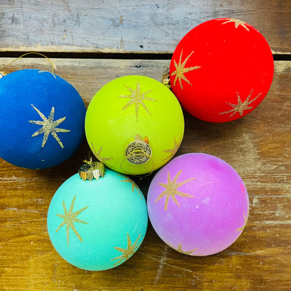 Flocked Glitter Star Bauble