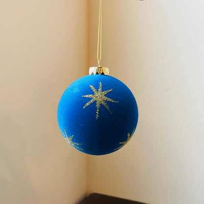 Flocked Glitter Star Bauble