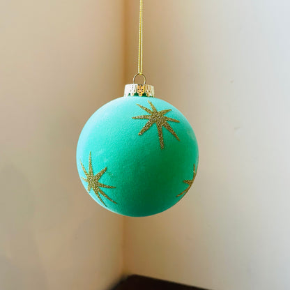 Flocked Glitter Star Bauble