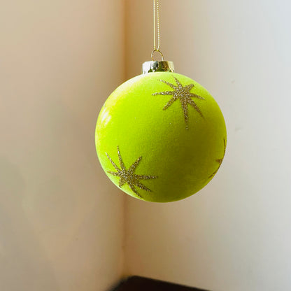 Flocked Glitter Star Bauble