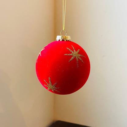 Flocked Glitter Star Bauble