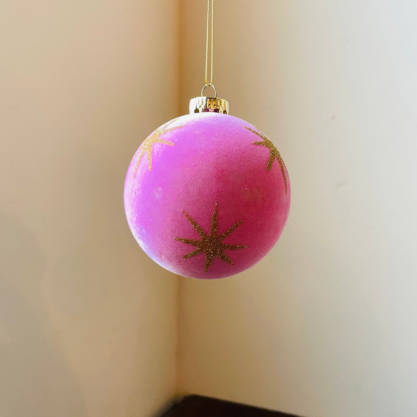 Flocked Glitter Star Bauble