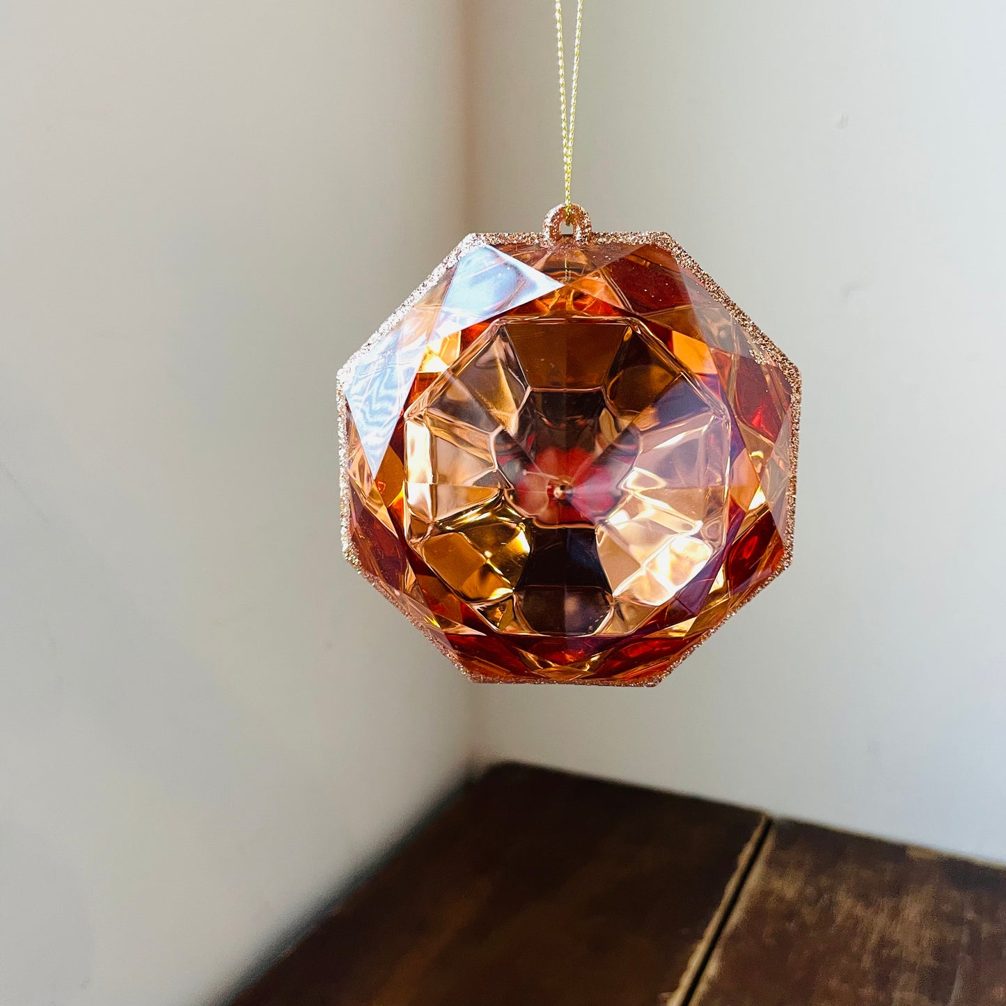 Rose Gold Jewel Glitter Ornament