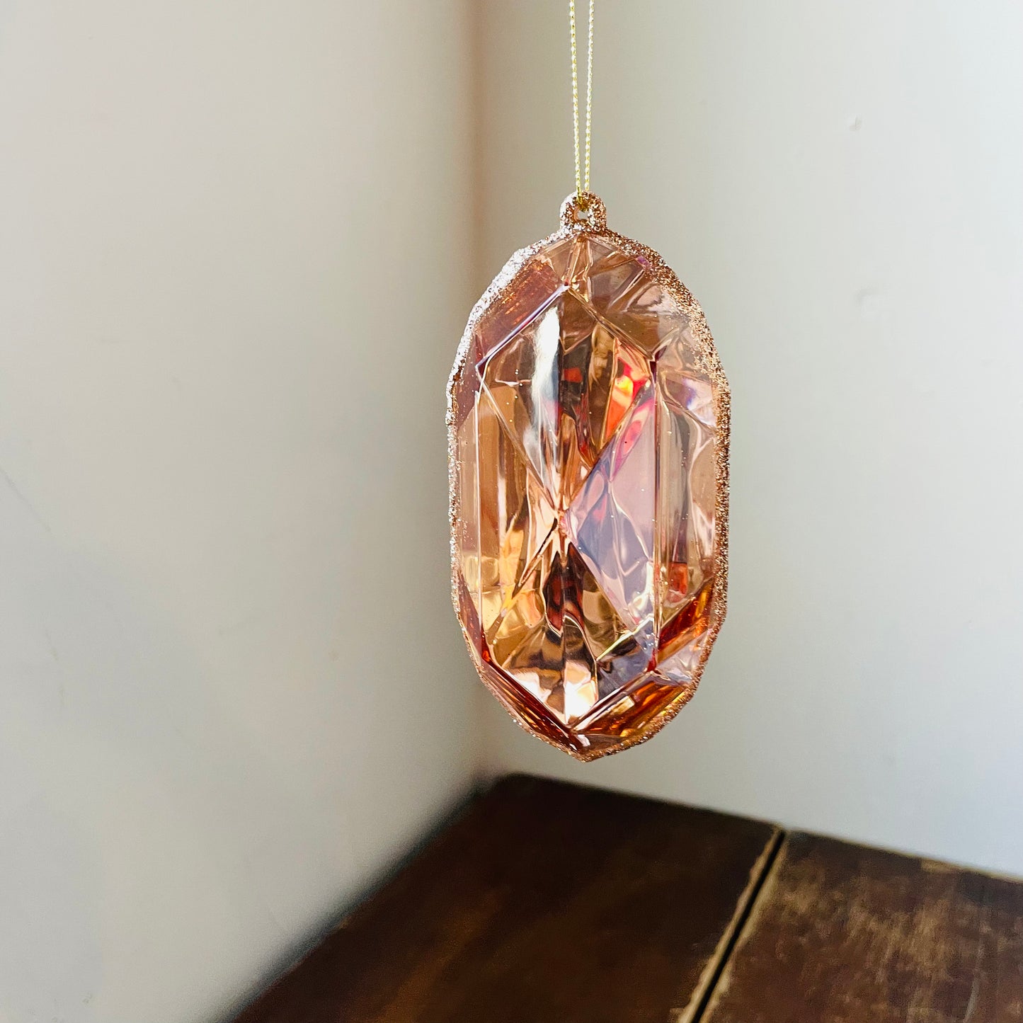 Rose Gold Jewel Glitter Ornament