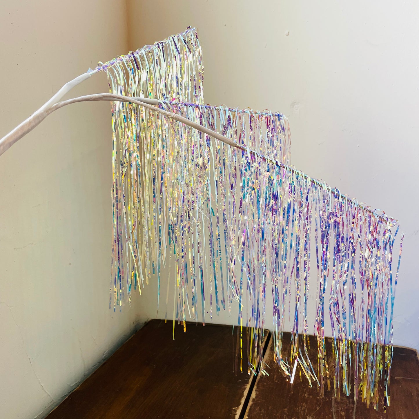 Iridescent Tinsel Icicle Spray