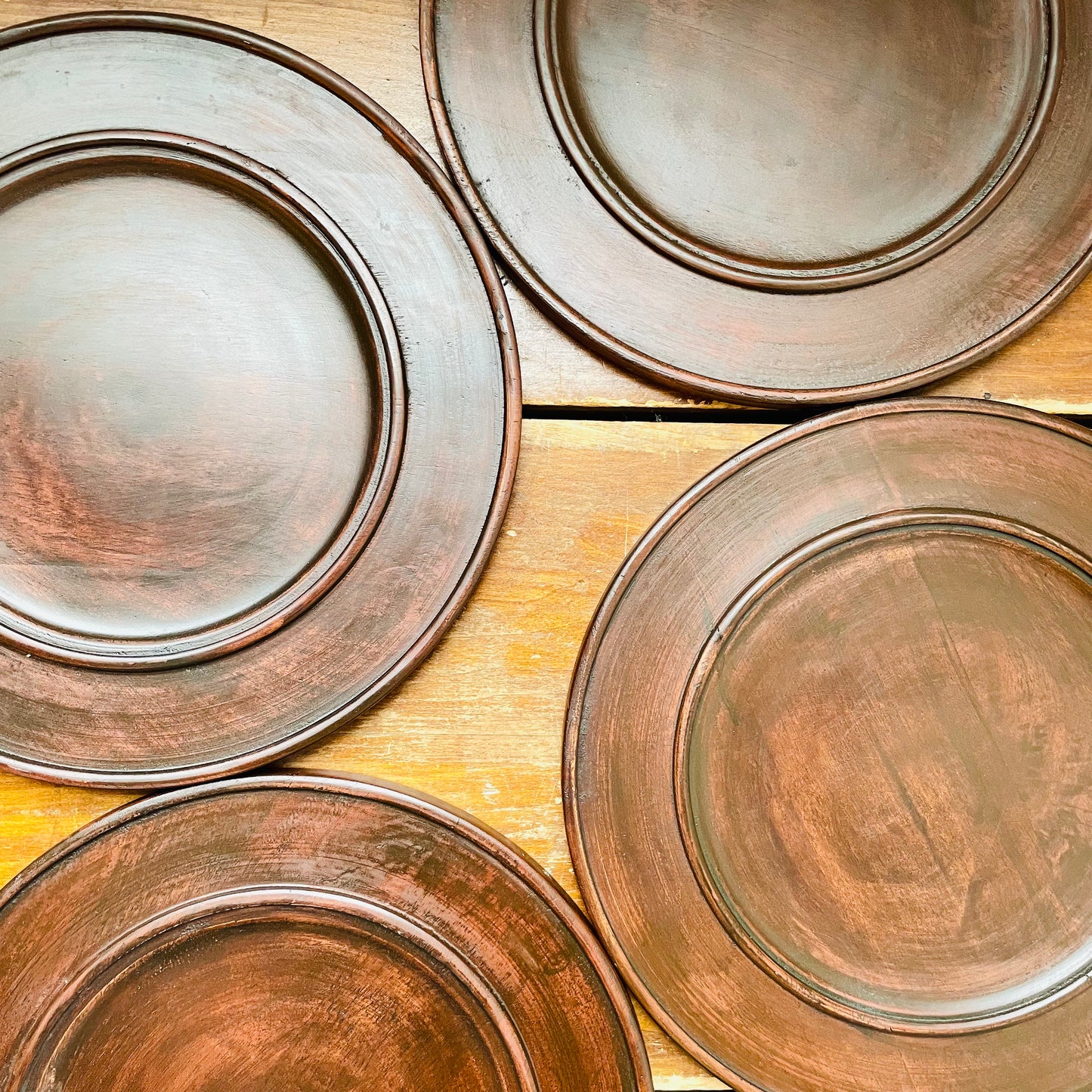 Brown Wooden 13" Chargers- Set of 4