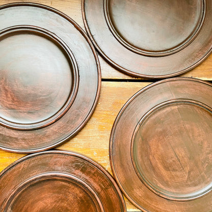 Brown Wooden 13" Chargers- Set of 4