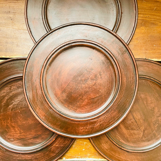 Brown Wooden 13" Chargers- Set of 4