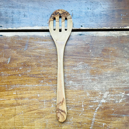 Handmade Olive Wood Slotted Spoon