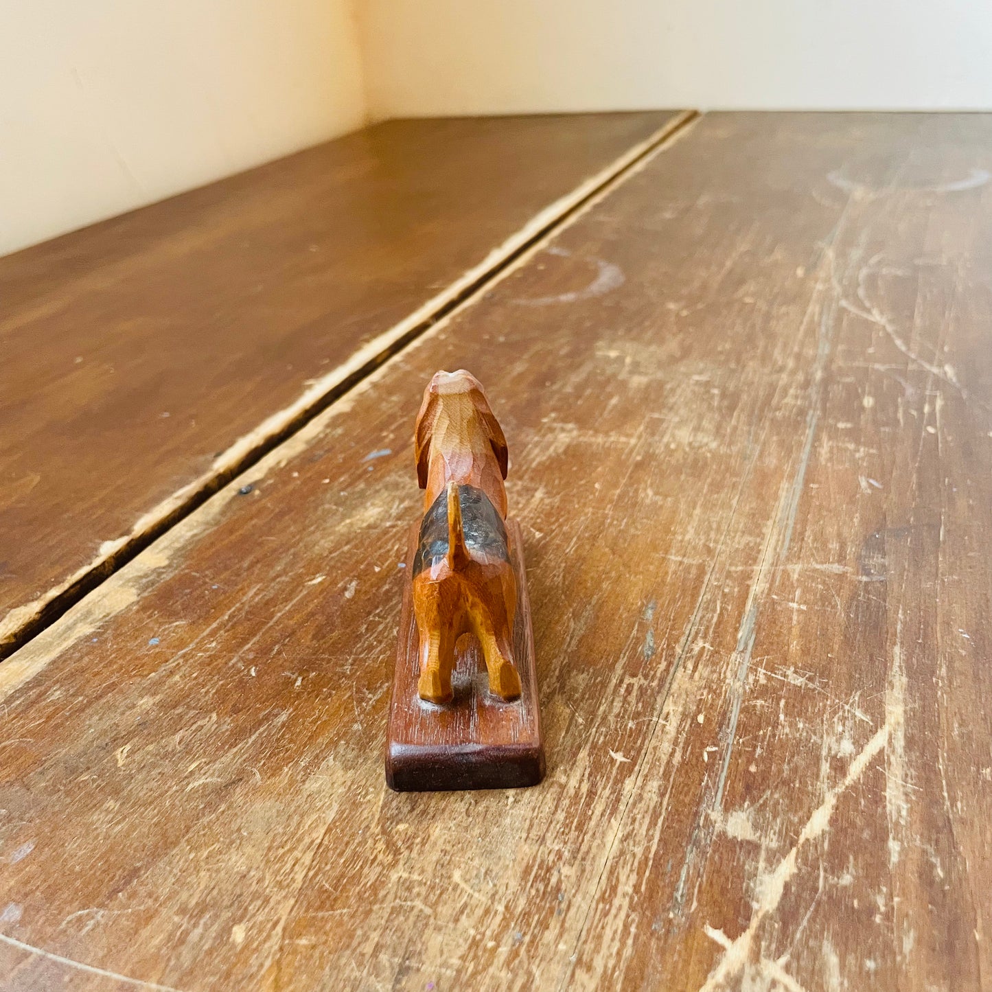 Hand-Carved Wooden Basset Hound- Vintage