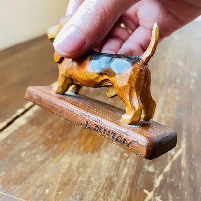 Hand-Carved Wooden Basset Hound- Vintage