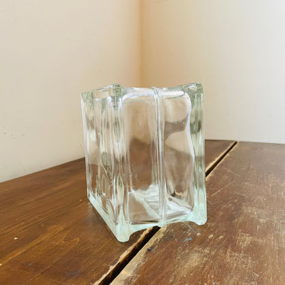 Glass Block Vase- Vintage